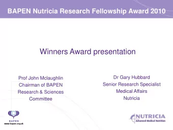 Winners Award presentation  Dr Gary Hubbard  Prof John Mclaughlin  Senior Research Specialist