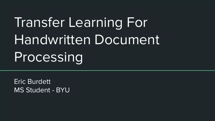 transfer learning for handwritten document processing