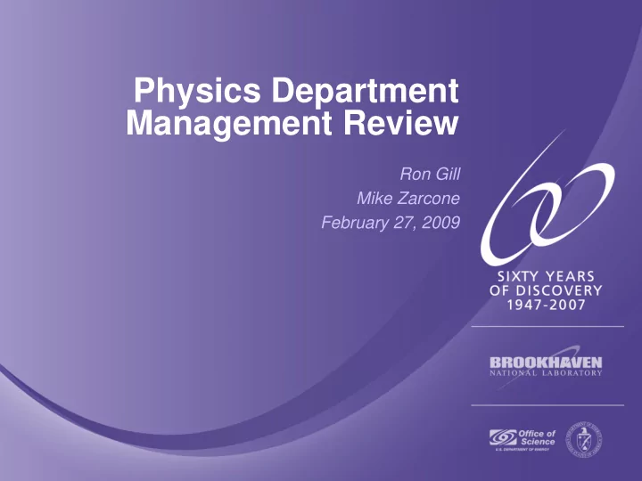 physics department management review