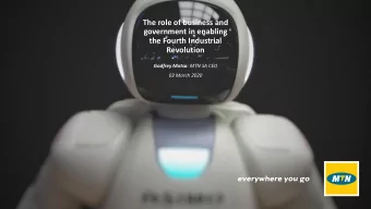 the Fourth Industrial  Revolution Godfrey Motsa : MTN SA CEO  03 March 2020  The Fourth Industrial