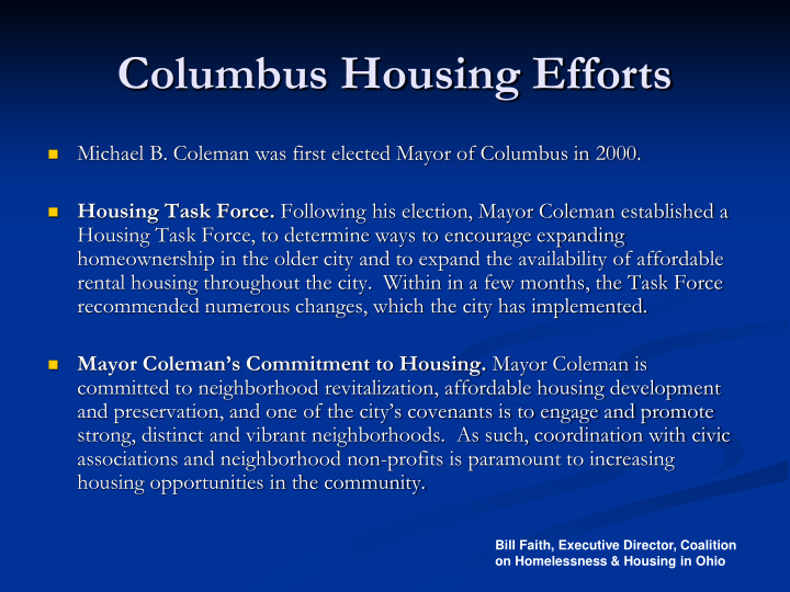 columbus housing efforts