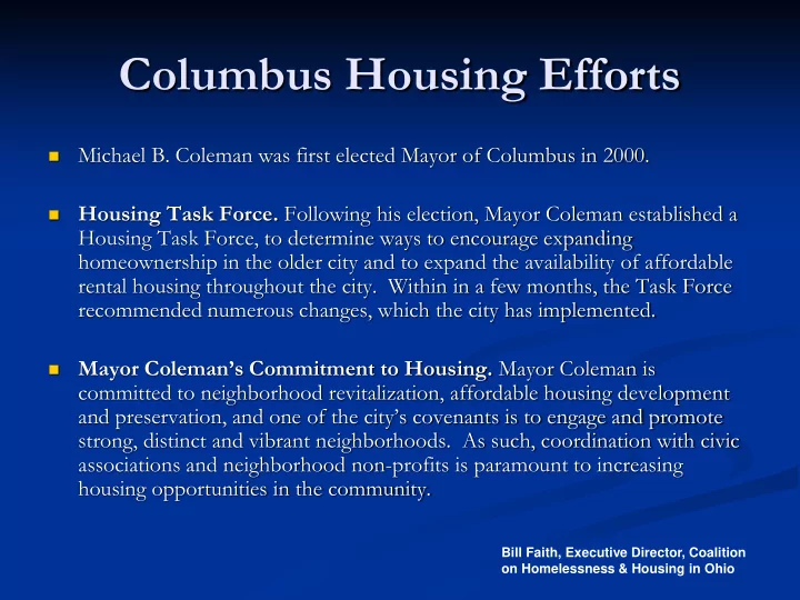 columbus housing efforts