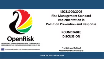 ISO31000:2009  Risk Management Standard  Implementation in  Pollution Prevention and Response