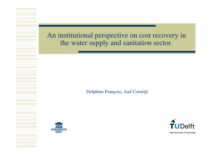 an institutional perspective on cost recovery in the