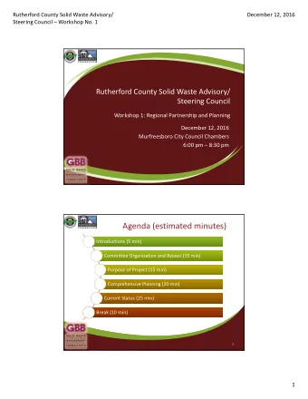 Agenda (estimated minutes) Introductions (5 min) Introductions (5 min) Committee Organization and