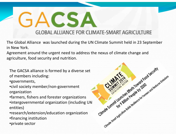 the global alliance was launched during the un climate