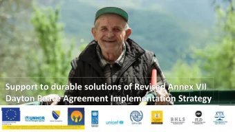 Dayton Peace Agreement Implementation Strategy  Context  Internally Displaced People (IDPs)
