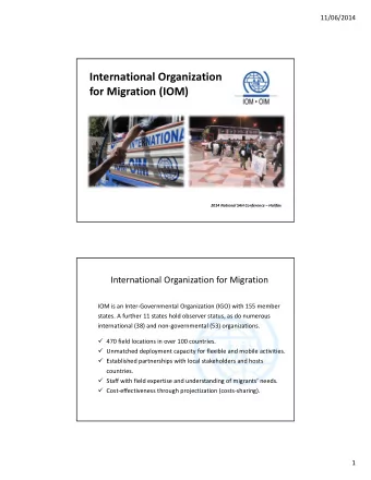 International Organization for Migration (IOM) 2014 National SAH Conference  Halifax
