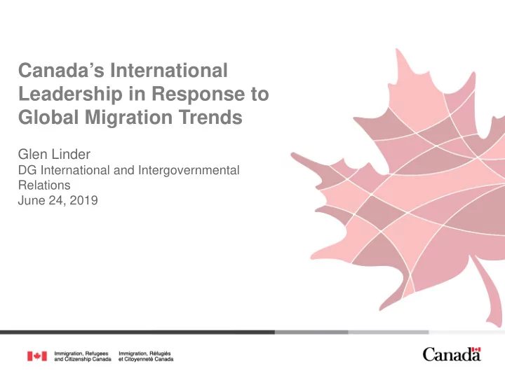 canada s international leadership in response to global