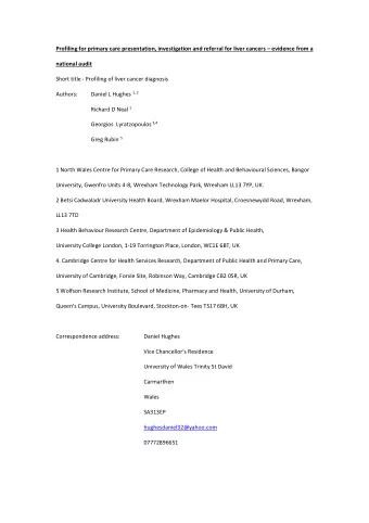 Profiling for primary care presentation, investigation and referral for liver cancers  evidence