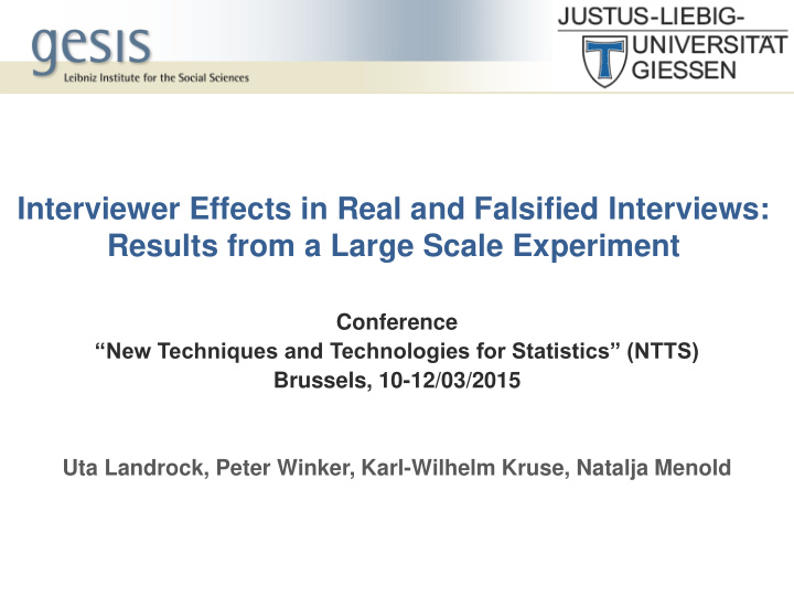 interviewer effects in real and falsified interviews
