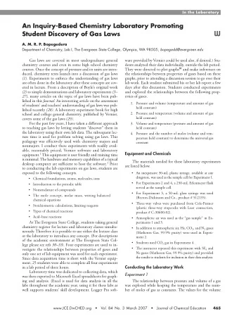 W  A. M. R. P. Bopegedera Department of Chemistry, Lab I, The Evergreen State College, Olympia, WA