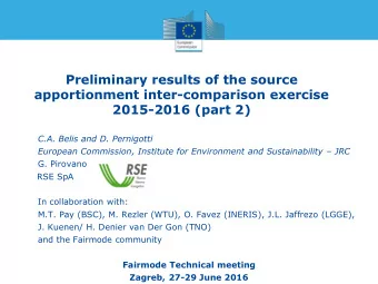 Preliminary results of the source  apportionment inter-comparison exercise  2015-2016 (part 2)