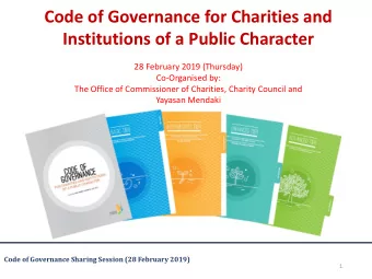 Code of Governance for Charities and  Institutions of a Public Character  28 February 2019