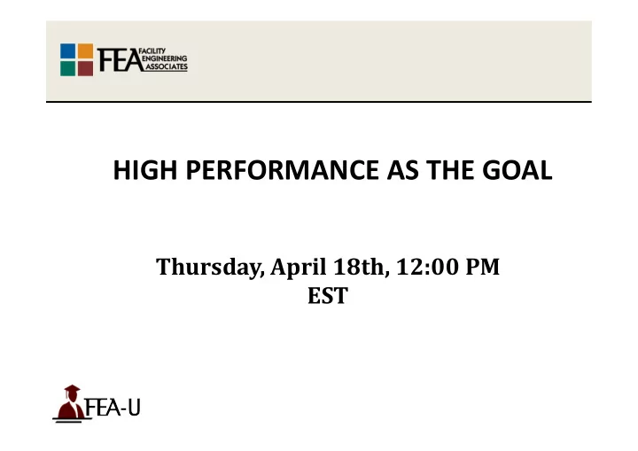 high performance as the goal