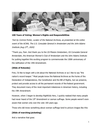 Text by Corinne Porter, curator of the National Archives, as presented at the online  event of the