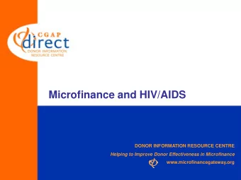 Microfinance and HIV/AIDS  DONOR INFORMATION RESOURCE CENTRE  Helping to Improve Donor