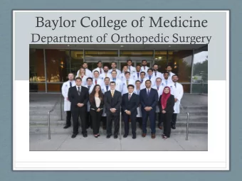 Baylor College of Medicine  Department of Orthopedic Surgery  Academic Office  Department Chair