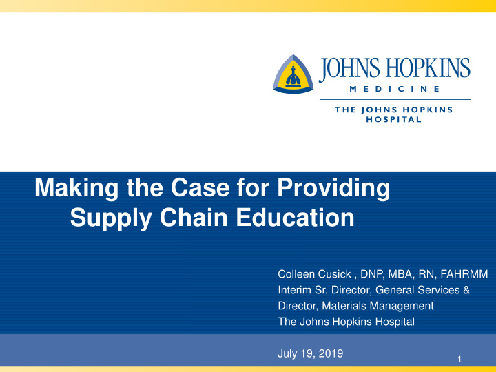 making the case for providing supply chain education