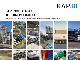 KAP INDUSTRIAL  HOLDINGS LIMITED  UNAUDITED RESULTS FOR THE SIX MONTHS ENDED 31 DECEMBER 2019