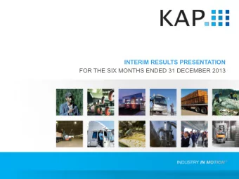 INTERIM RESULTS PRESENTATION  FOR THE SIX MONTHS ENDED 31 DECEMBER 2013  INTRODUCTION  JAAP DU TOIT