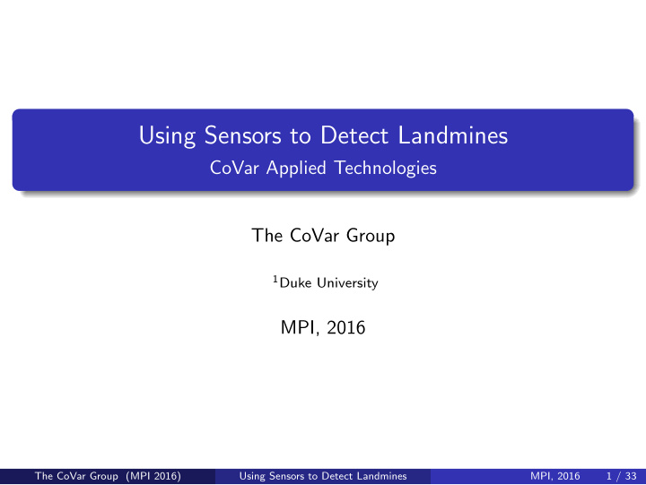 using sensors to detect landmines