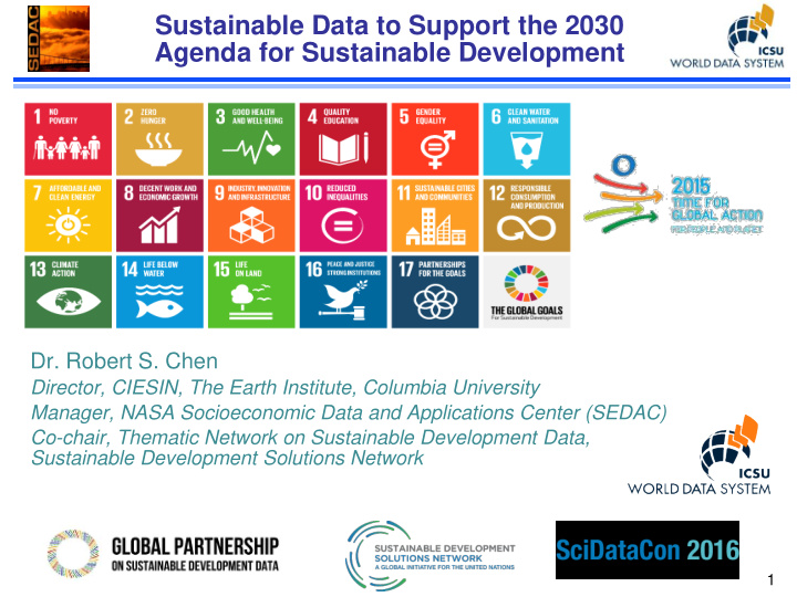 sustainable data to support the 2030 agenda for