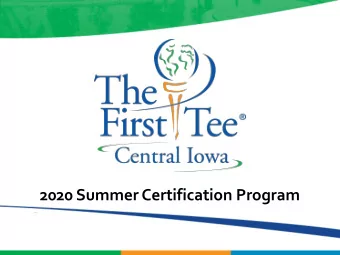 2020 Summer Certification Program Mission Statement:  To impact the lives of young people by