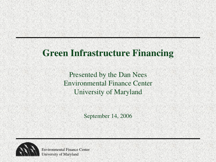green infrastructure financing