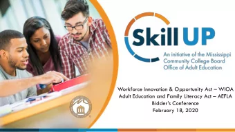 Workforce Innovation &amp; Opportunity Act  WIOA Adult Education and Family Literacy Act