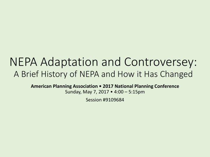 nepa adaptation and controversey