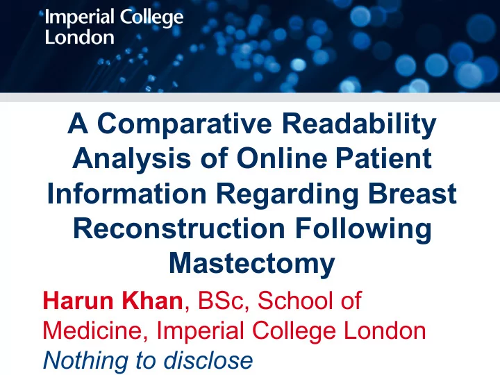 a comparative readability analysis of online patient