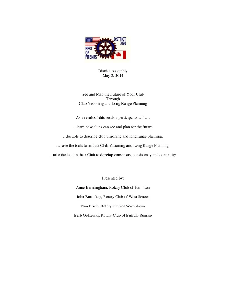 district assembly may 3 2014 see and map the future of