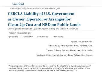 Clean-Up Cost and NRD on Public Lands  Growing Liability Trend In Light of Chevron Mining and El