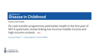 Background    Long history of evidence on poverty and health    Poverty is a fundamental