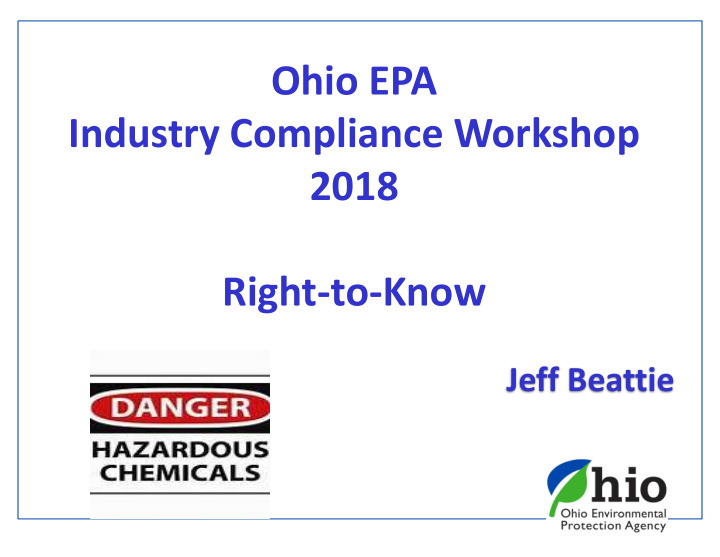 ohio epa industry compliance workshop 2018 right to know
