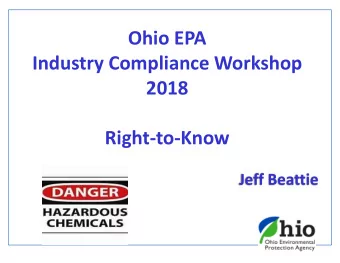 Ohio EPA  Industry Compliance Workshop  2018  RighttoKnow  Jeff Beattie  RTK Intent