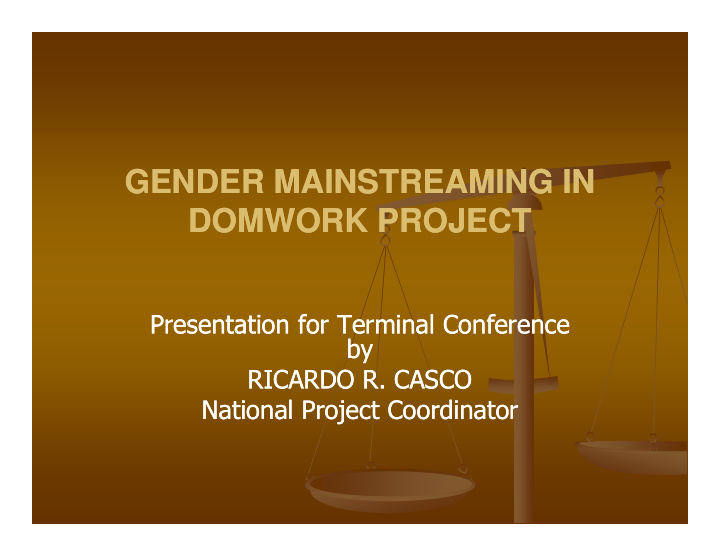 gender mainstreaming in gender mainstreaming in domwork
