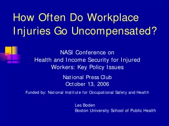 How Often Do Workplace  Injuries Go Uncompensated?  NASI Conference on  Health and Income Security