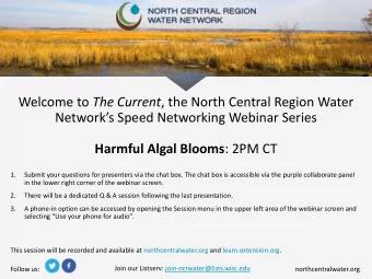 Networks Speed Networking Webinar Series Harmful Algal Blooms : 2PM CT  1.  Submit your