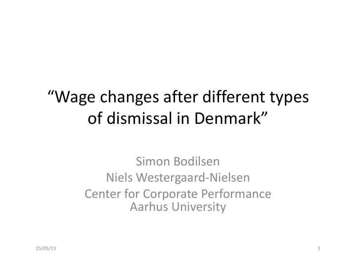 wage changes after different types of dismissal in