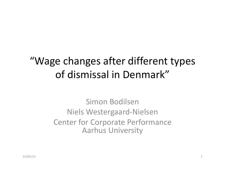 wage changes after different types of dismissal in