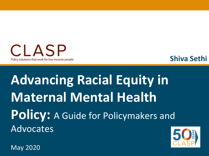 advancing racial equity in title of presenta on maternal