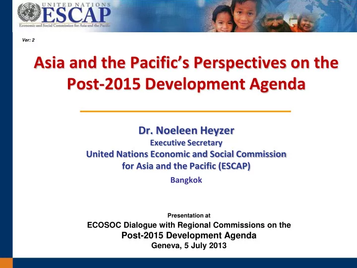 asia and the pacific s perspectives on the post 2015