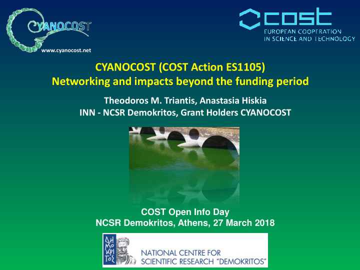 cyanocost cost action es1105 networking and impacts