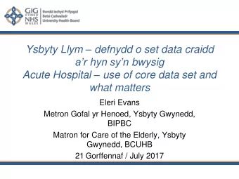 Ysbyty Llym  defnydd o set data craidd ar hyn syn bwysig Acute Hospital  use of core
