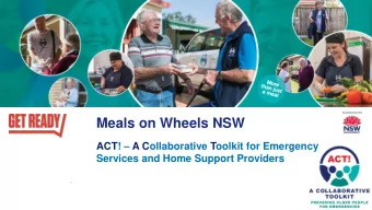 Meals on Wheels NSW ACT!  A Collaborative Toolkit for Emergency  Services and Home Support