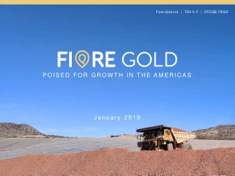 P O I S E D  F O R  G R O W T H  I N  T H E  A M E R I C A S  J a n u a r y  2 0 1 9  TSX-V: F  1