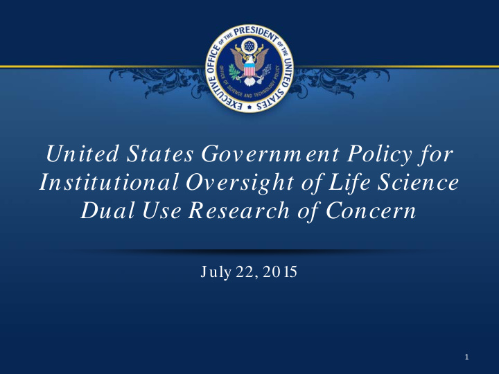 united states governm ent policy for institutional