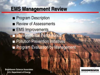 EMS Management Review  EMS Management Review  Program Description  Review of Assessments